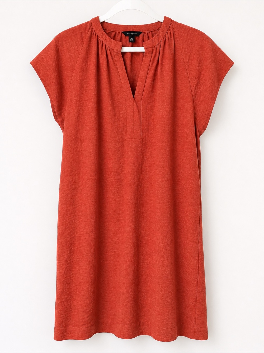 Banana Republic Rust Shift Dress Medium Split Neck Cap Sleeve